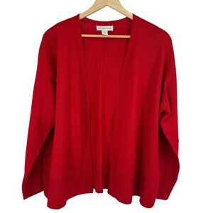 Coldwater Creek Womens Red Open Cardigan Sweater Size Large Merino Wool Blend